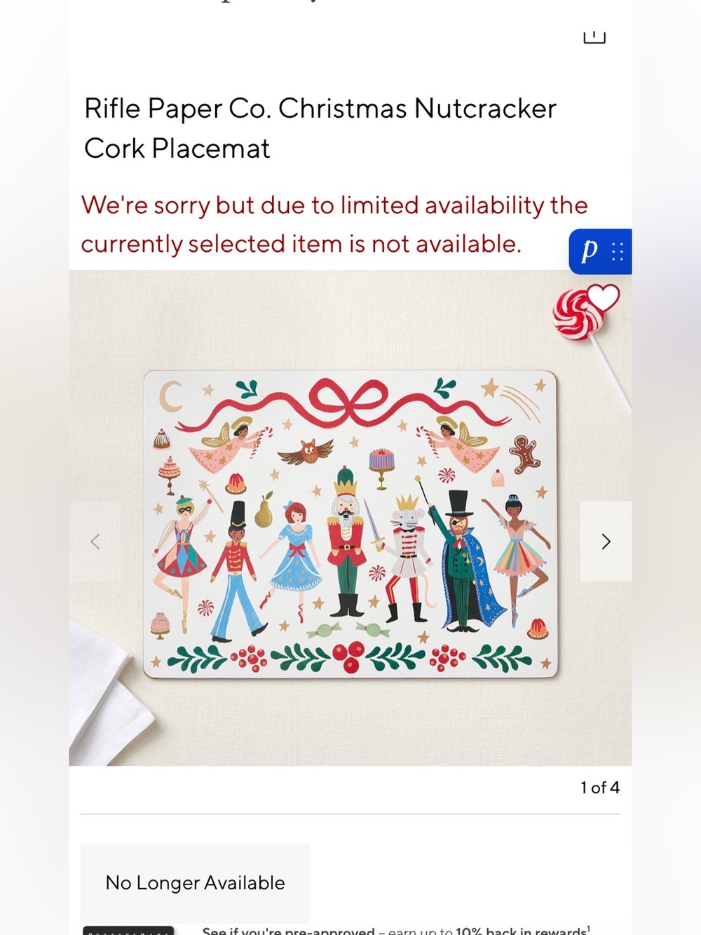 Pottery Barn Kids x Rifle Paper Co. Christmas Nutcracker Cork Placemat - Picture 6 of 6